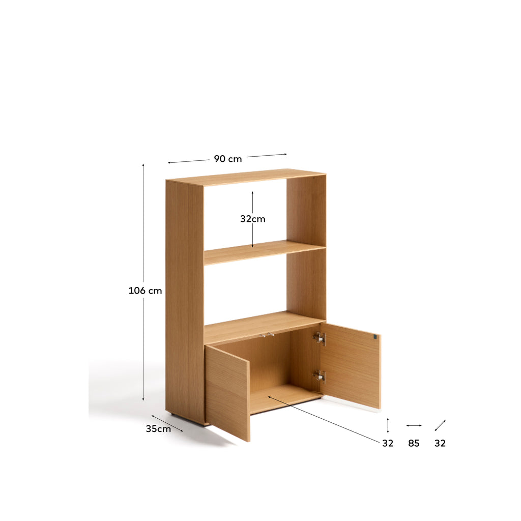 Étagère Visala avec 1 étagère visible en placage de chêne 90 x 106 cm FSC 100 %