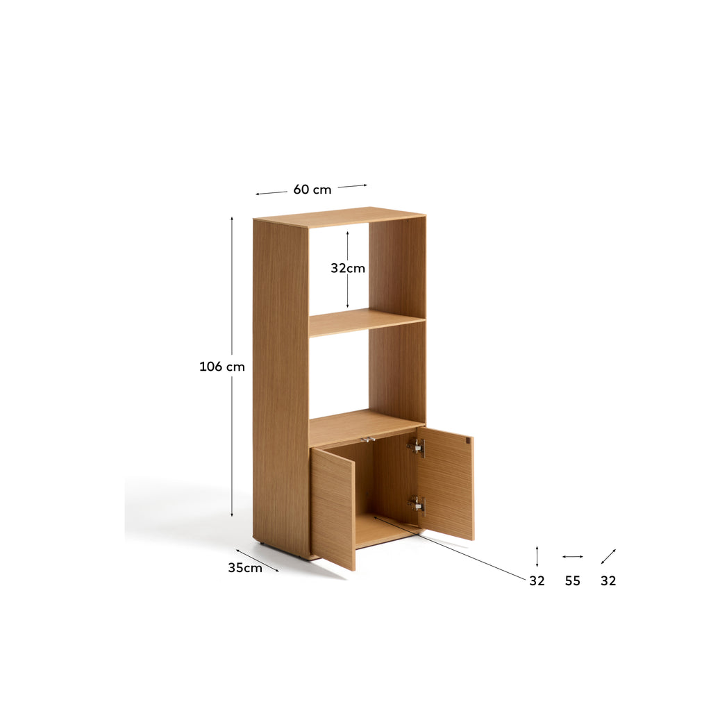 Étagère Visala avec 1 étagère visible en placage de chêne 60 x 106 cm FSC 100 %