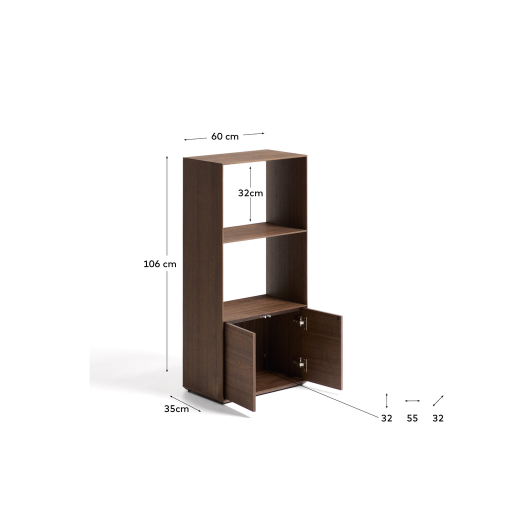 Étagère Visala avec 1 étagère visible en placage de noyer 60 x 106 cm FSC 100 %