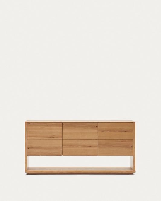 Buffet Alguema 3 portes en placage de chêne finition naturelle 151 x 73 cm