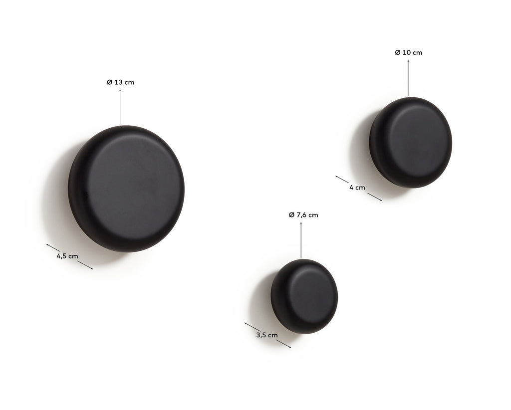 Lot de 3 patères Nadue en bois de hêtre finition noire