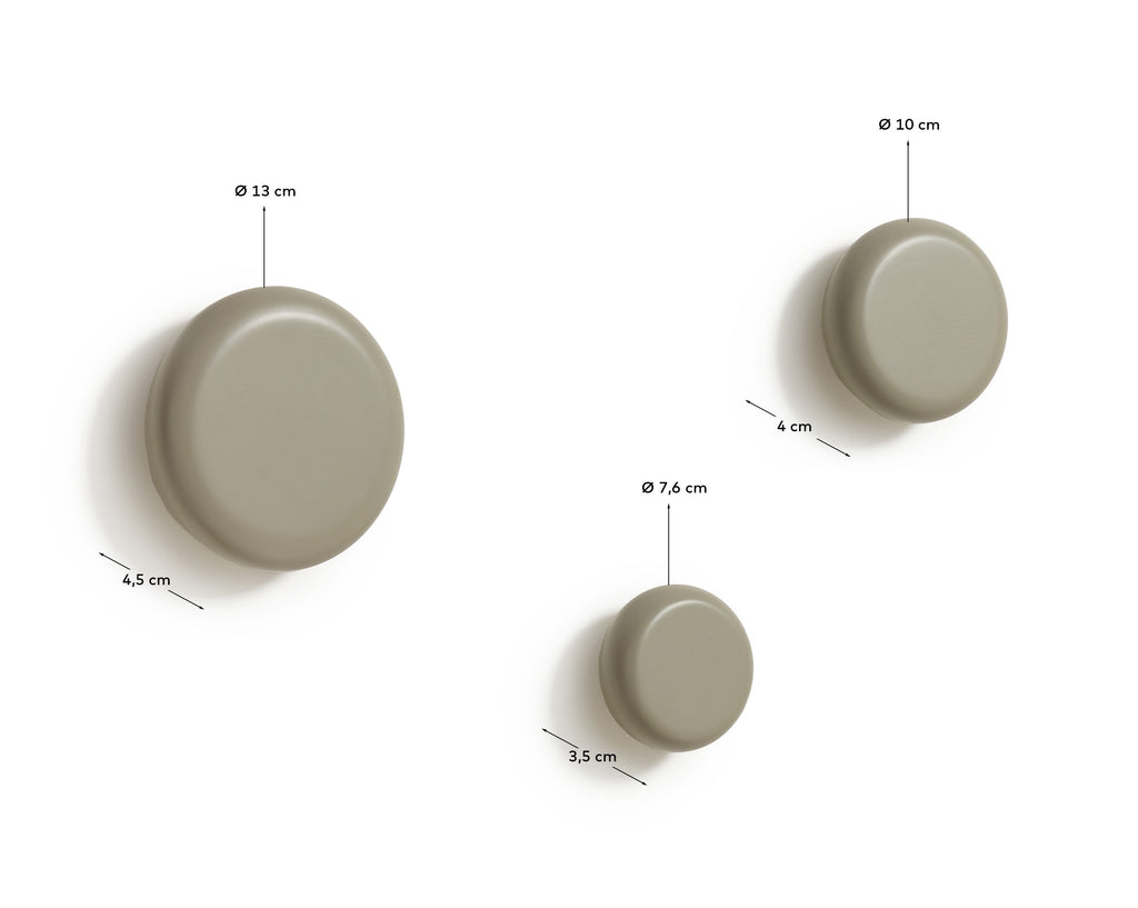 Lot de 3 patères Nadue en bois de hêtre finition grise