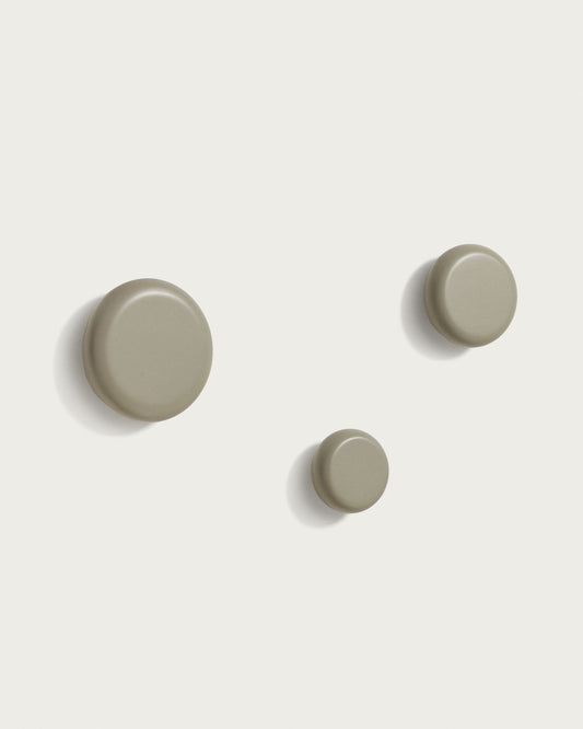 Lot de 3 patères Nadue en bois de hêtre finition grise