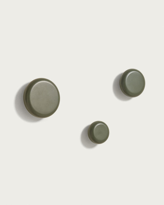 Lot de 3 patères Nadue en bois de hêtre finition verte