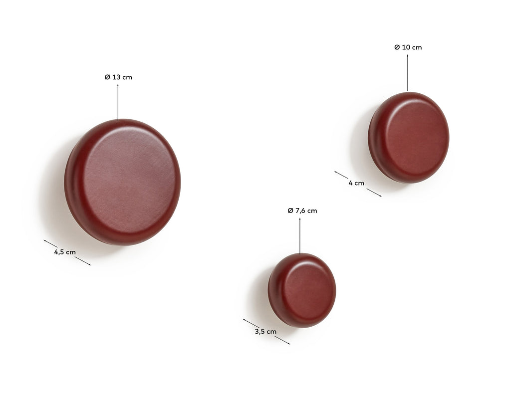 Lot de 3 patères Nadue en bois de hêtre finition bordeaux