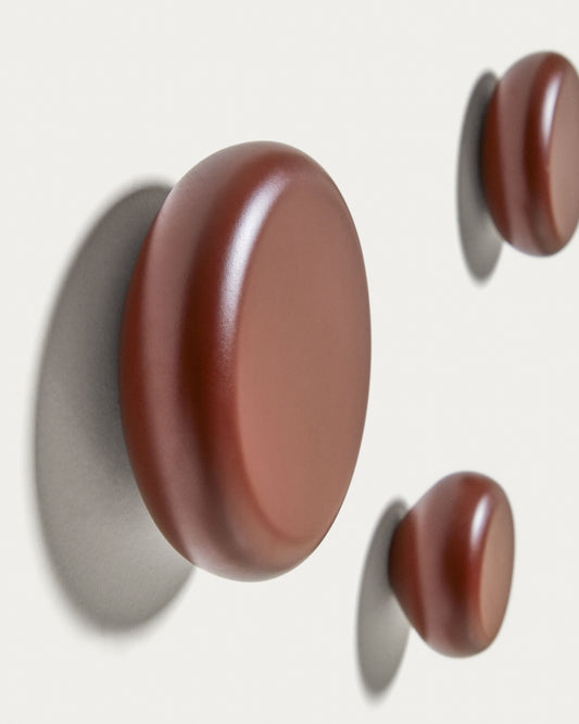 Lot de 3 patères Nadue en bois de hêtre finition bordeaux