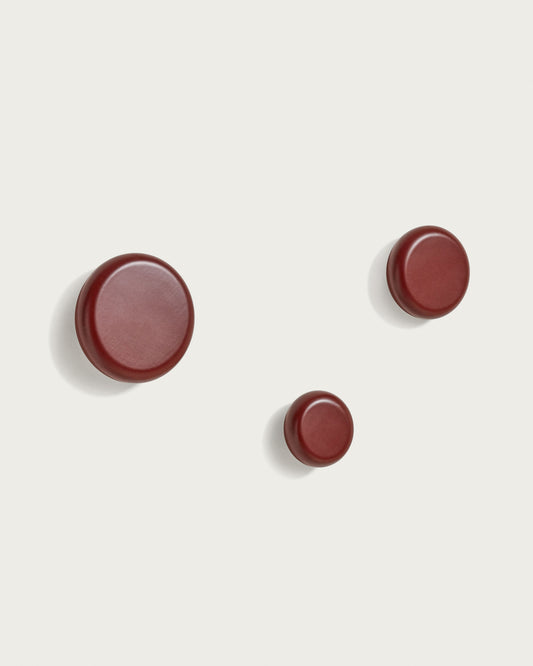 Lot de 3 patères Nadue en bois de hêtre finition bordeaux