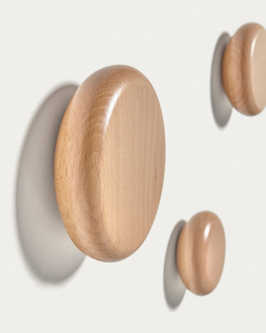 Lot de 3 patères Nadue en bois de hêtre finition naturelle