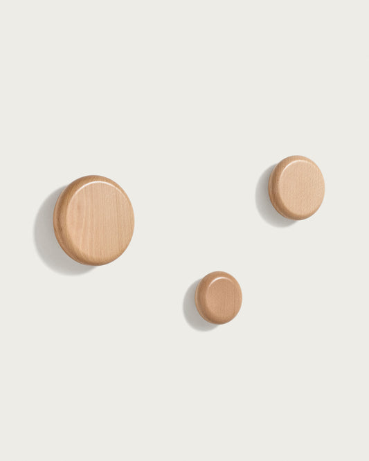 Lot de 3 patères Nadue en bois de hêtre finition naturelle