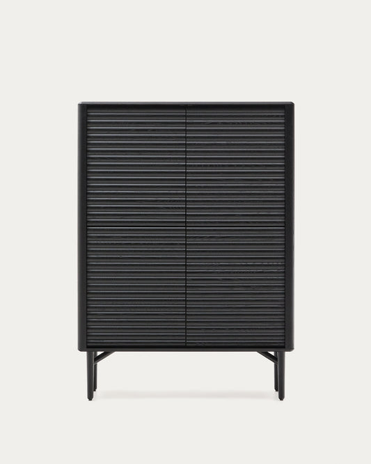 Buffet haut Lenon 4 portes bois et placage de chêne noir 104,5x144 cm FSC Mix Credit