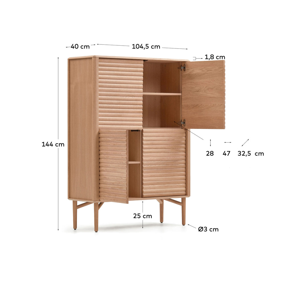 Buffet haut Lenon 4 portes en bois et placage de chêne 104,5 x 144 cm FSC MIX Credit