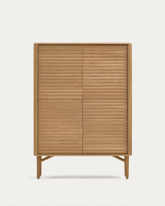 Buffet haut Lenon 4 portes en bois et placage de chêne 104,5 x 144 cm FSC MIX Credit