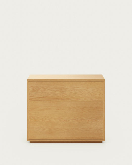 Commode Abilen 3 tiroirs en placage de chêne 90 x 75 cm FSC 100%