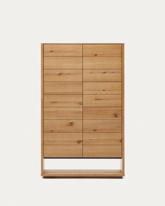 Buffet haut Alguema 2 portes en placage de chêne finition naturelle 100 x 163,5 cm