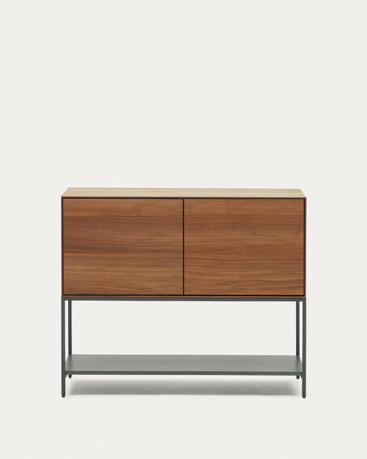 Buffet Vedrana 2 portes placage de noyer et pieds en acier noir 97,5 x 80 cm