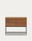 Buffet Vedrana 2 portes placage de noyer et pieds en acier noir 97,5 x 80 cm