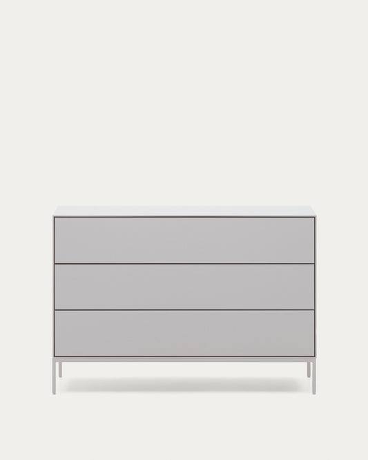 Commode Vedrana 3 tiroirs DM laqué blanc 110 x 75 cm