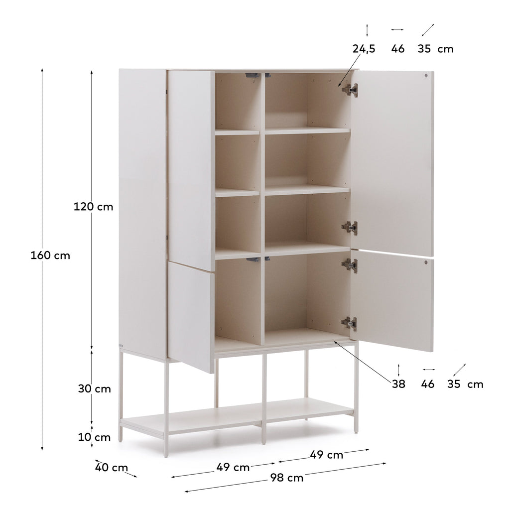 Buffet haut Vedrana 4 portes DM laqué blanc 97,5 x 160 cm