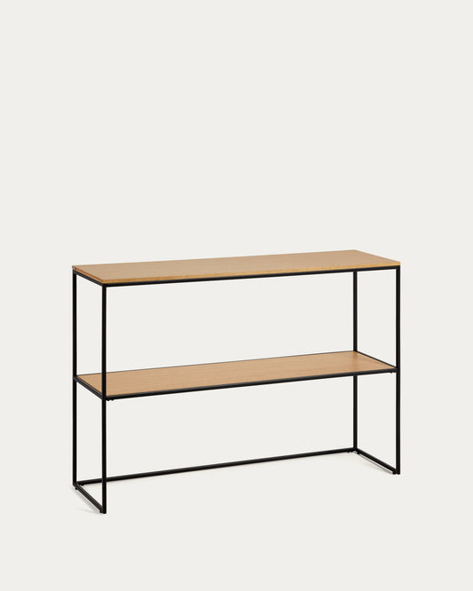Console Yoana en placage de chêne et structure en métal noir 120 x 80 cm