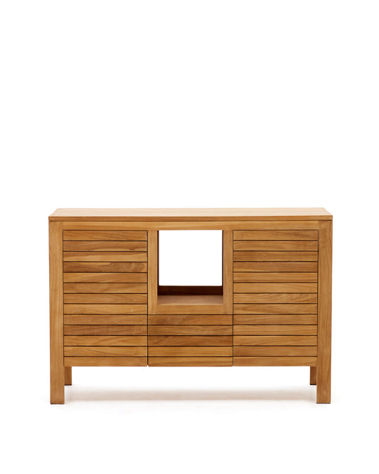 Meuble de salle de bain Kenta bois de teck finition naturelle 120 x 45 cm