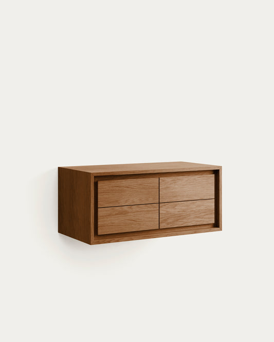 Meuble de salle de bain Kenta en bois de teck finition naturelle 90 x 45 cm