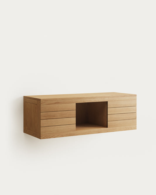 Meuble de salle de bain Yenit en bois de teck finition naturelle 120 x 45 cm