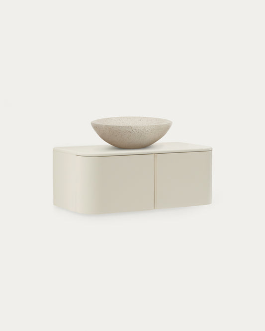 Meuble de salle de bain Salaya en contreplaqué de frêne avec finition laquée beige 90 x 45cm