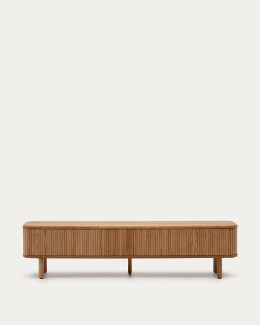 Meuble TV Mailen 2 portes en placage de frêne avec finition naturelle  200 x 50 cm