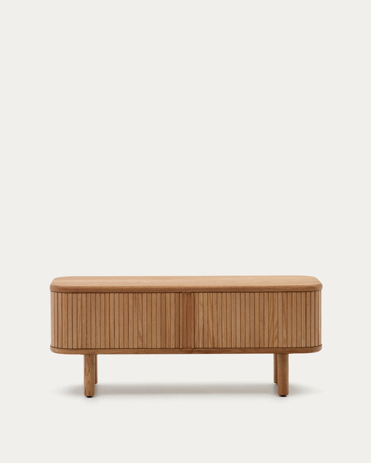 Meuble TV Mailen 2 portes en placage de frêne avec finition naturelle 120 x 50 cm