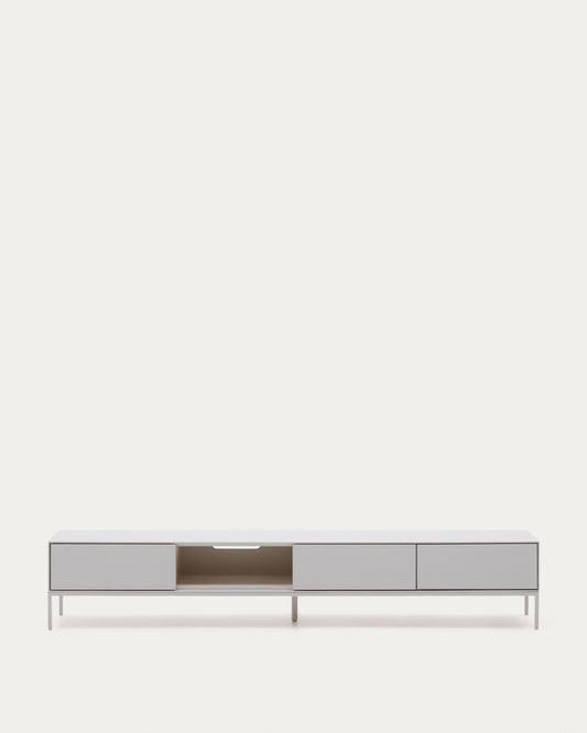 Meuble de TV Vedrana 3 tiroirs DM laqué blanc 195 x 35 cm