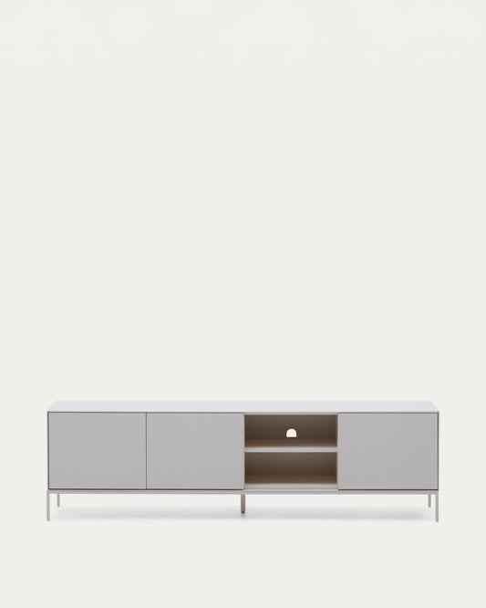Meuble de TV Vedrana 3 portes DM laqué blanc 195 x 55 cm