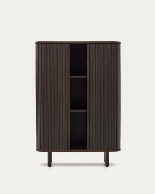 Buffet haut Mailen 2 portes en placage de frêne avec finition foncée 110 x 160 cm