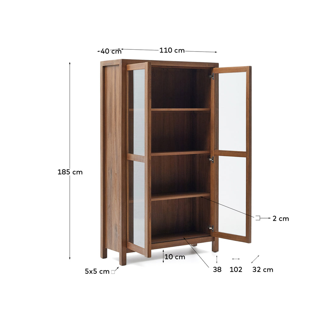 Vitrine Sashi en bois de teck 110 x 185 cm