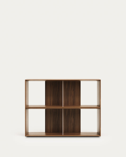 Lot Litto de 2 étagères modulables en placage de noyer 101 x 76 cm