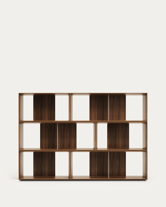 Lot Litto de 6 étagères modulables en placage de noyer 168 x 114 cm
