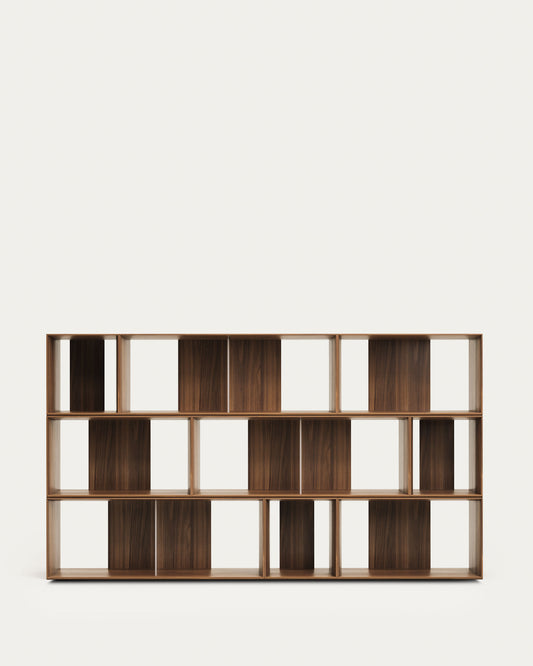 Lot Litto de 9 étagères modulables en placage de noyer 202 x 114 cm