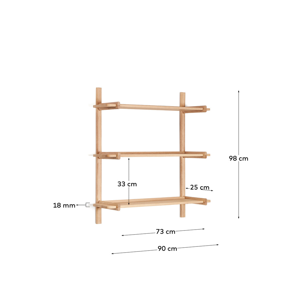 Étagère modulable Sitra 3 étagères en bois de chêne finition naturelle 90cm FSC Mix Credit