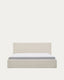 Nahiri beige chenille lift-up storage bed for a 160 x 200 cm mattress
