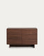 Commode Norlen 6 tiroirs en placage de noyer FSC Mix Credit 120 x 75 cm
