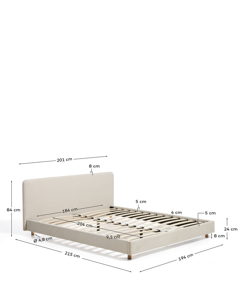 Selven beige chenille bed for 180 x 200cm mattress