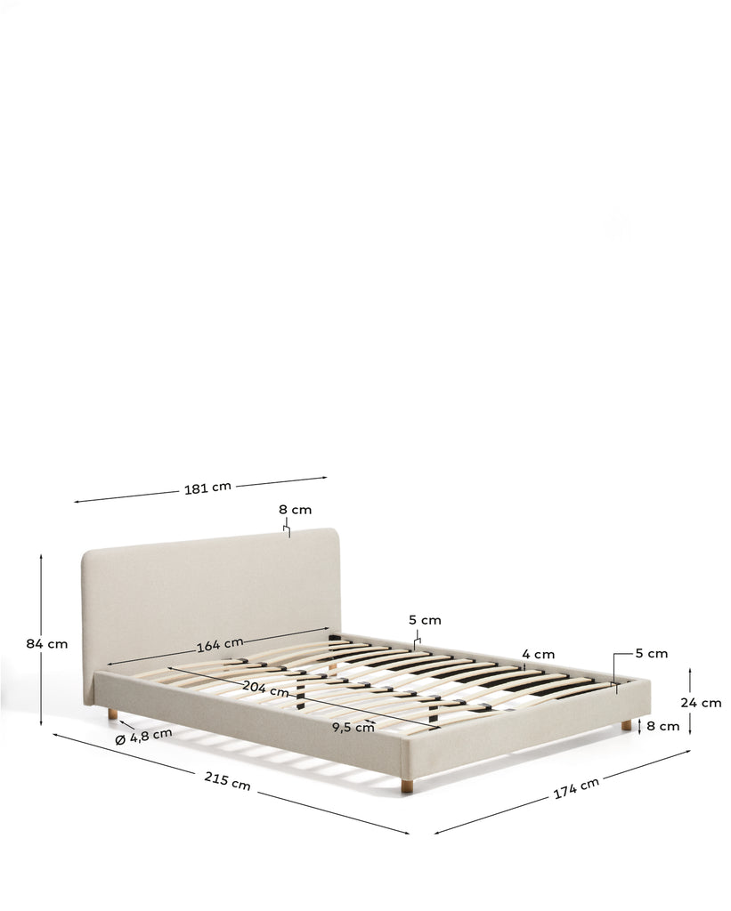 Selven beige chenille bed for 160 x 200cm mattress