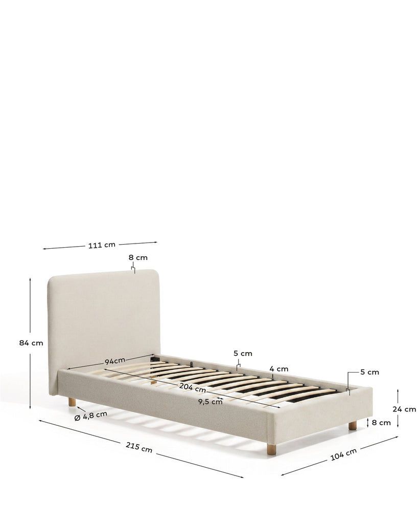 Selven beige chenille bed for 90 x 200cm mattress