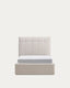 Darnela ecru chenille bed with folding storage base for 90 x 200cm mattress