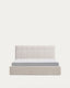 Darnela ecru chenille bed with folding storage base for 160 x 200cm mattress