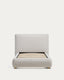 Lit Elerio en chenille écrue pour matelas de 90 x 200 cm