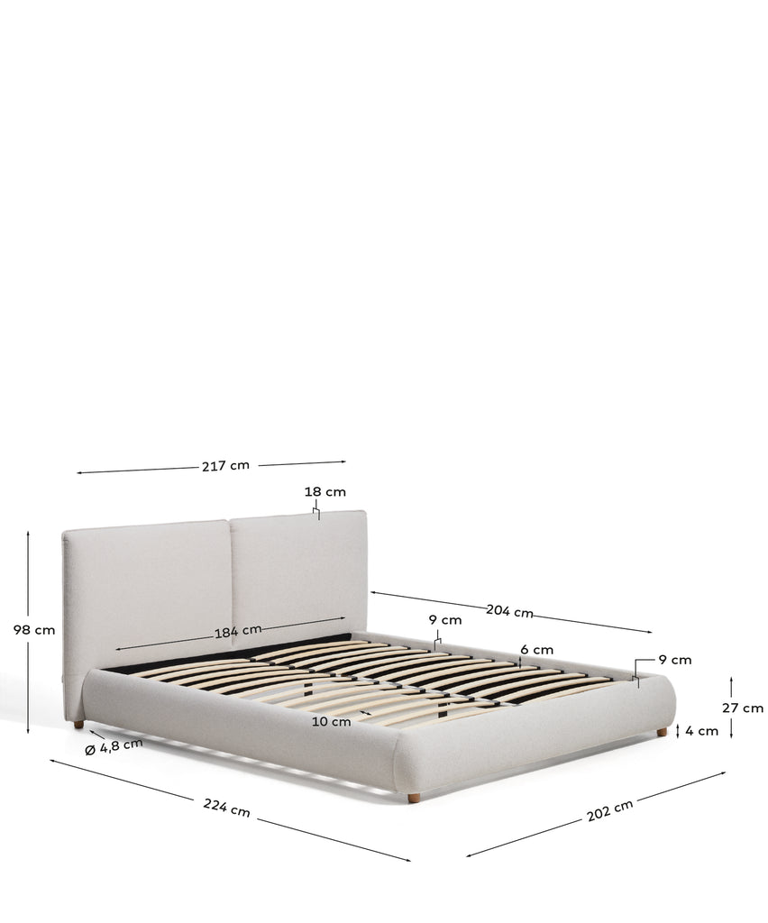 Elerio ecru chenille bed for 180 x 200cm mattress
