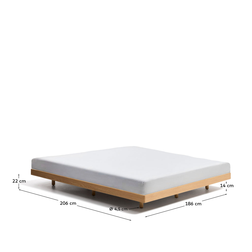 Norlen bed base in oak veneer with natural finish for 180 x 200 cm mattress FSC Mix Credit