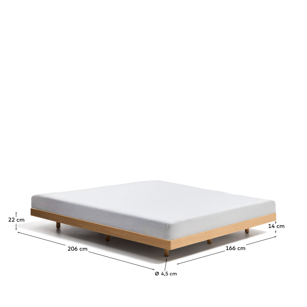 Base Norlen en placage de chêne avec finition naturelle pour matelas de 160 x 200 cm FSC Mix Credit