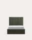 Darnela moss green chenille bed with folding storage base for 90 x 200cm mattress