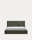 Darnela moss green chenille bed with folding storage base for 150 x 200cm mattress